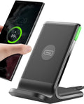 Wireless Charger, 15W Fast Charging Station with Adaptive Light for Iphone and Samsung, Black