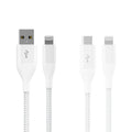 Lightning to USB-C & USB-A (2 Pack), 6Ft, Charging & Data Sync Cables, MFI Certified, Braided, White