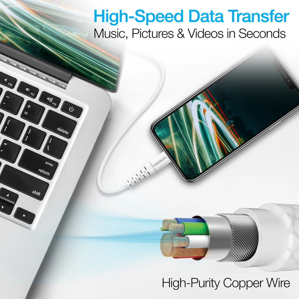 Naztech PD MFI Lightning to USB-C Cable 6Ft White